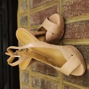 Nine West Beige Strappy Heels, never worn, small mark on one.